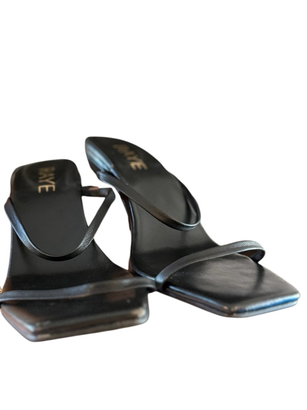 RAYE Rouge Leather Black Slip On Heeled Sandals - Picture 13 of 13